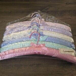 Vintage Imperial Satin Padded Hangers Pastel Set 6 NOS Wedding Bridal Lingerie
